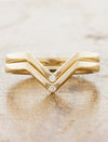 caption:Custom double Marie wedding band with diamond accents in yellow gold