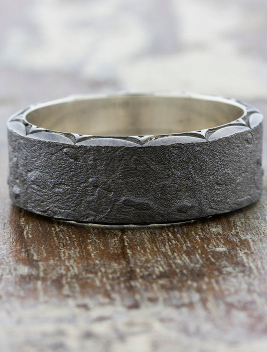 Textured Black Wedding Band