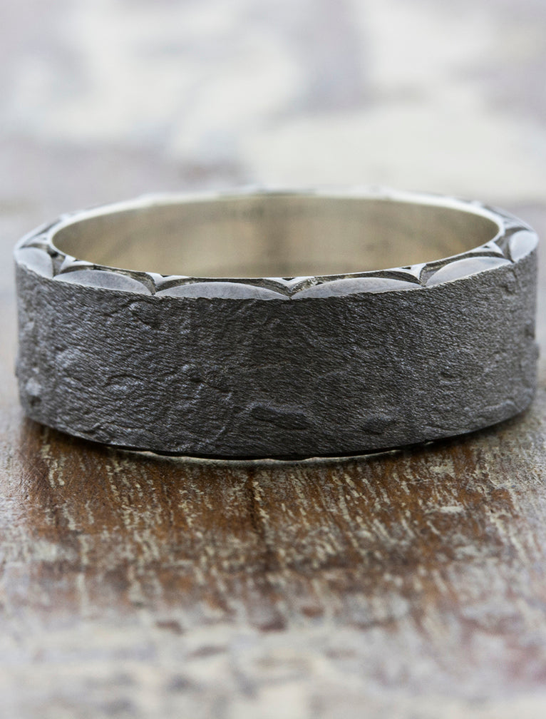 Textured Black Wedding Band