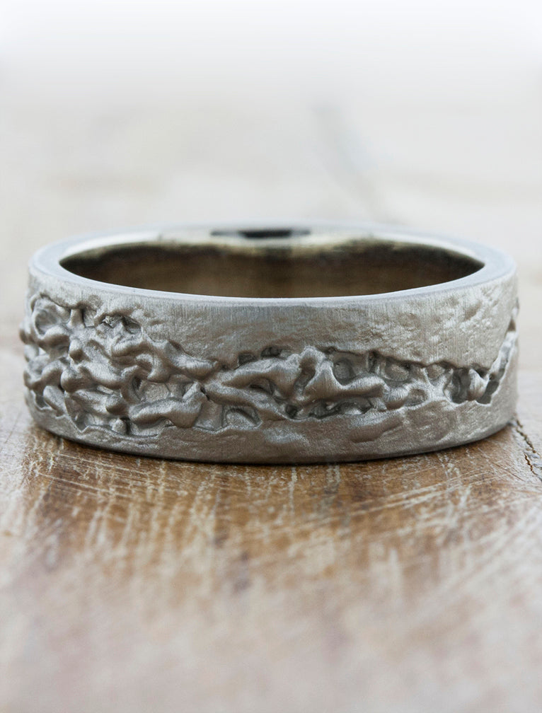 Black metal nature inspired wedding band