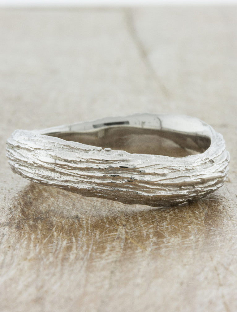 Nature Inspired Bark Textured wedding bands