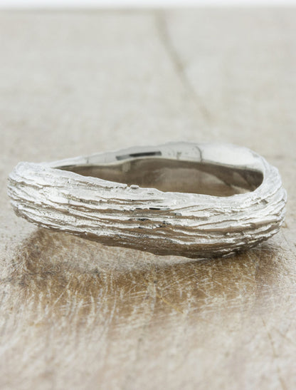 Nature Inspired Bark Textured wedding bands