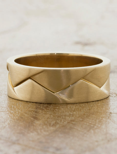 Men's 14K Yellow Gold Greek Style Diamond Ring 1.25ct 404791