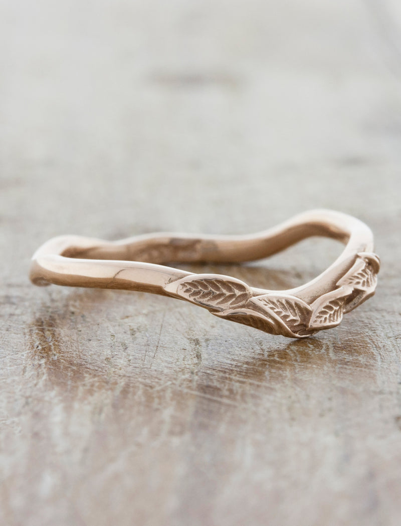 Nature Inspired Wedding Ring with Leaf Details