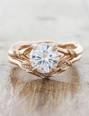 Nature Inspired Wedding Ring with Leaf Details