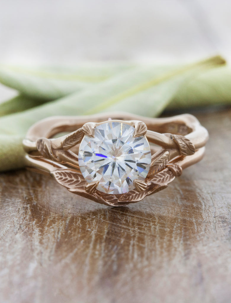 Nature Inspired Wedding Ring with Leaf Details