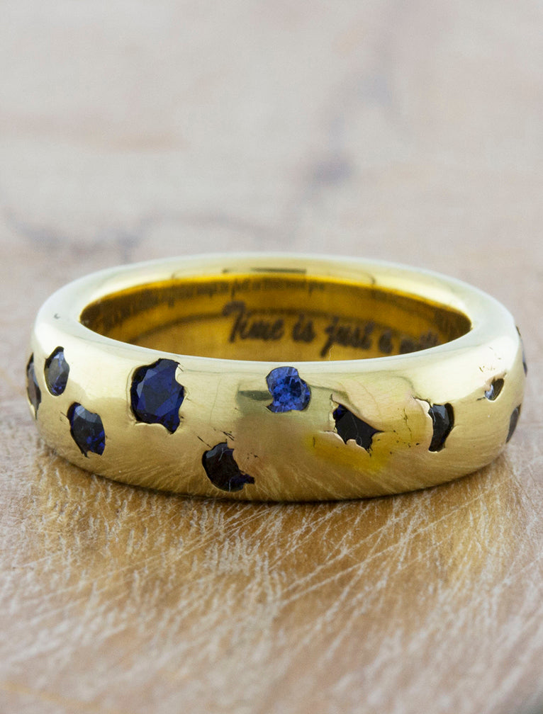 nature inspired sapphire wedding band