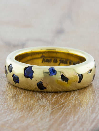 nature inspired sapphire wedding band