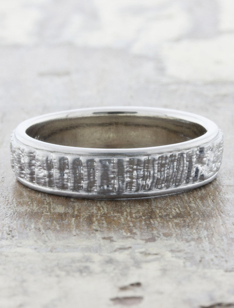 rough texture banded wedding ring