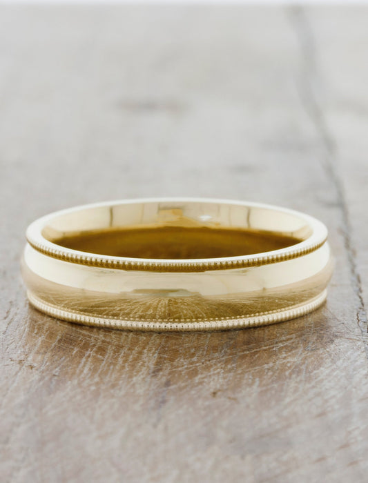 caption:Shown in 14k yellow gold with polished finish