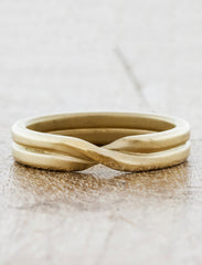 Mobius Strip Double Rope Wedding Band caption:Shown in 4mm width, 14k Yellow Gold, polished