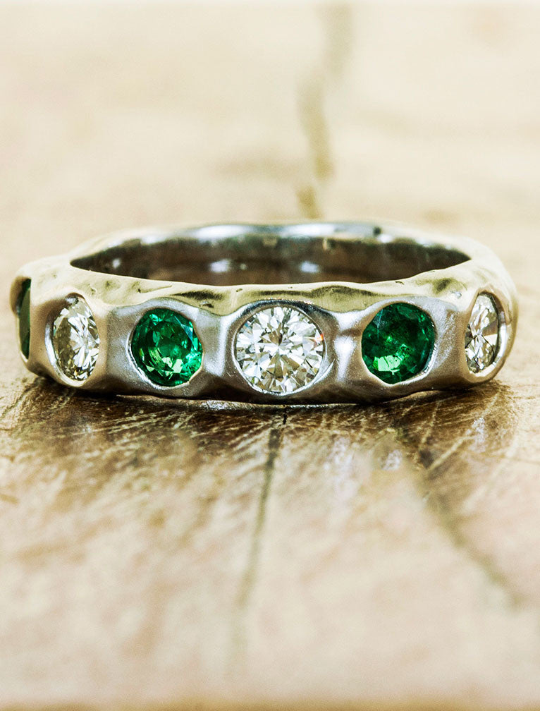 JuJu: Emerald and Diamond Wedding band | Ken & Dana Design